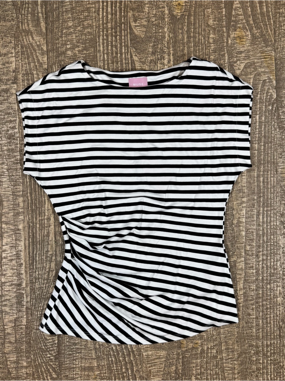 Muse Black and White Striped Short Sleeve Tee